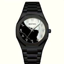 Stainless Steel Black Aura Watch - Black and White Dial