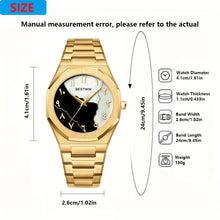 Stainless Steel Golden Aura Watch - Black and White Dial