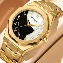 Stainless Steel Golden Aura Watch - Black and White Dial