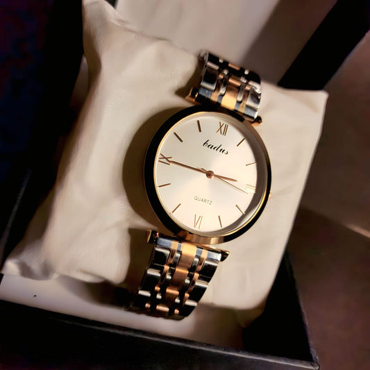 Kadas Men’s Classic Silver Quartz Watch – Ultra-Slim Stainless Steel Dress Watch with Clean White Dial